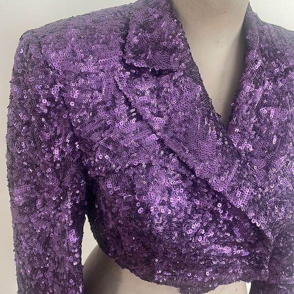 AKNVAS Purple Sequin Cropped blazer - Picture 4 of 8